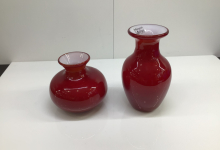 VASI DI MURANO- VETRO SOFFIATO - COLORE ROSSO INTERNO BIANCO E.40,00